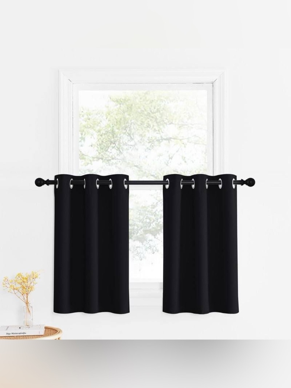NICETOWN Pitch Black Solid Thermal Insulated Grommet Blackout Curtains 32in